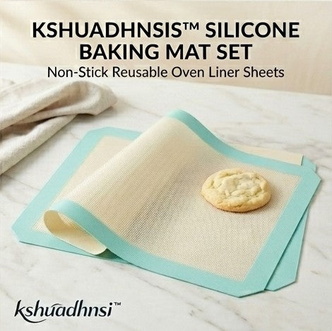 kshuadhnsi™ Silicone Baking Mat Set – Non-Stick Reusable Oven Liner Sheets